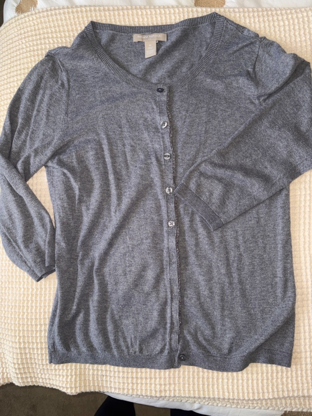 Banana Republic Women's Gray Button-Front Lightweight Cardigan Sweater